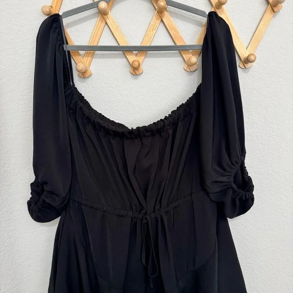 Shona Joy Core Off the Shoulder Black Ruffle Mini Dress Size 10 - Picture 4 of 7